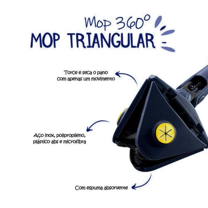 Mop De Limpeza Triângulo Ajustável Giratório 360° - Image 4