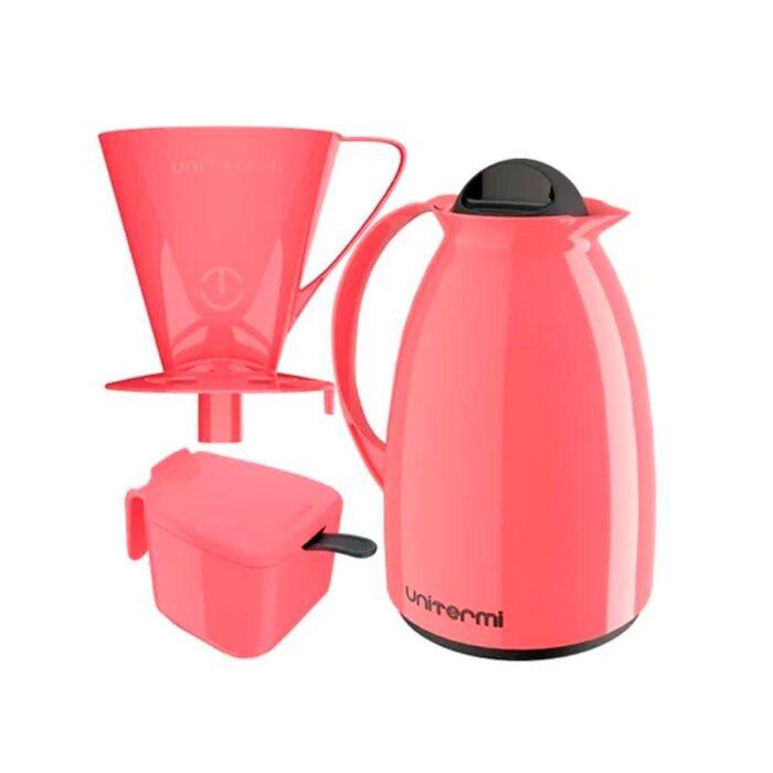 Garrafa Termica Café Kit Pratico Açucareiro + Suporte Filtro Cor Rosa - Image 2