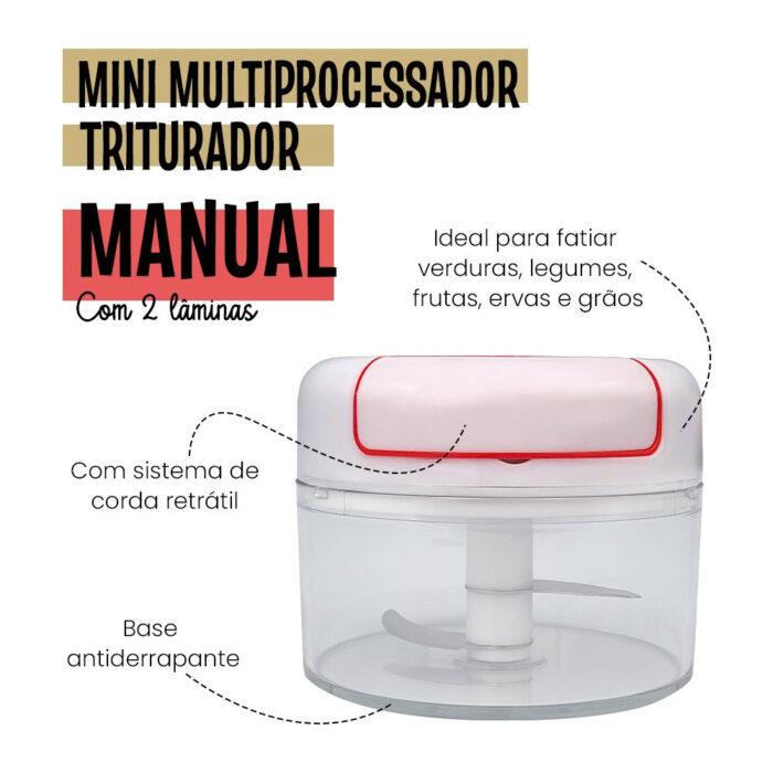 Mini Multiprocessador Triturador Manual 2 Lâminas Inox Alho - Image 5