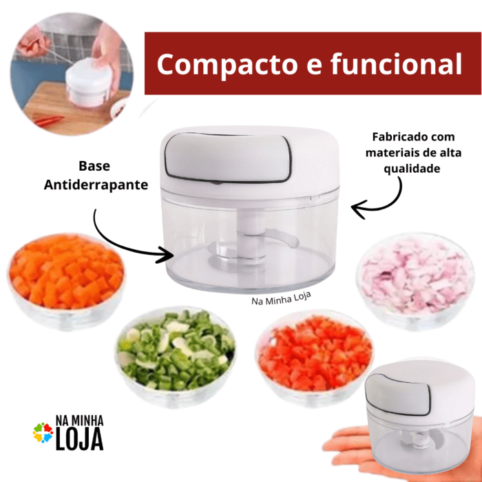 Mini Multiprocessador Triturador Manual 2 Lâminas Inox Alho - Image 2