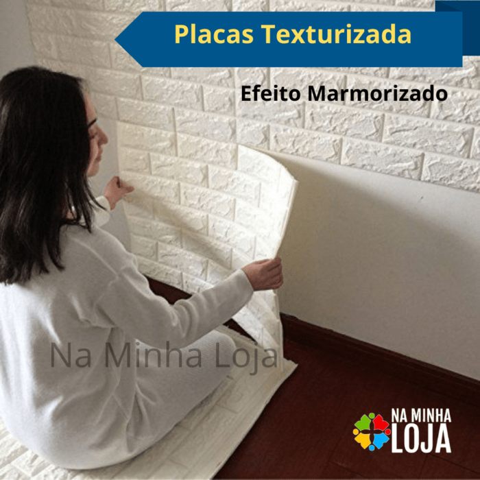 Placa Decorativa Papel de Parede Texturizado Branco Tijolinho 70X77cm - Image 5