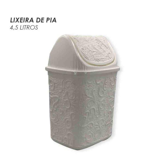 Cesto de Lixo Basculante Renda Floral 4,5 litros Branco - Image 2