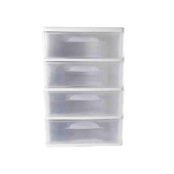Gaveteiro de Chão Branco com 4 Gavetas Transparentes