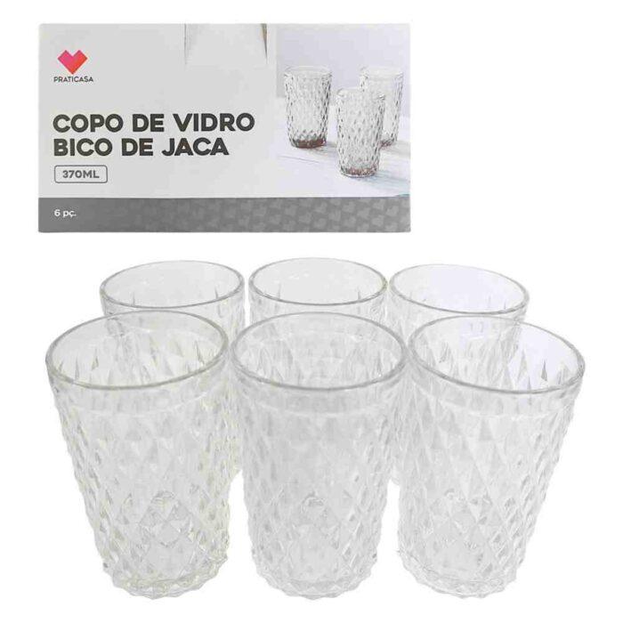 Conjunto 6 Copos de Vidro Bico de Jaca 370ml