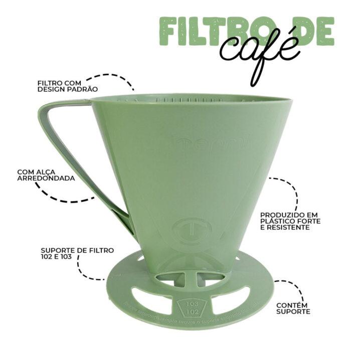 Kit Garrafa Termica Café Prático com Açucareiro com Colher e Suporte para Filtro - Image 3