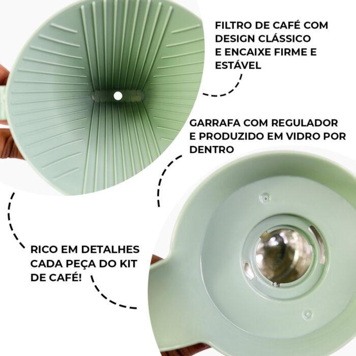 Kit Garrafa Termica Café Prático com Açucareiro com Colher e Suporte para Filtro - Image 5