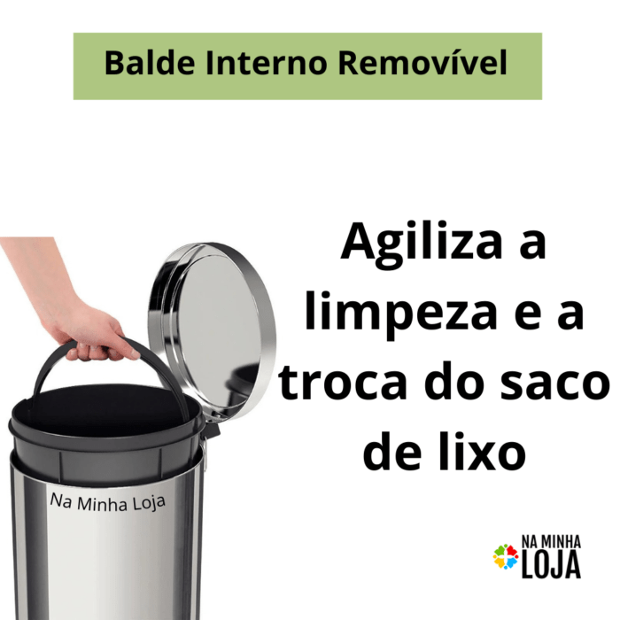 Lixeira de Aço Inox 3 Litros com Escova Sanitária e Suporte - Image 3