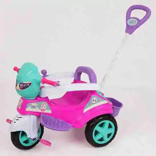Triciclo Rosa para Passeio com Empurrador - Menina