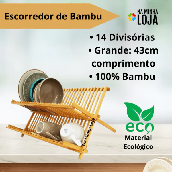 Escorredor De Pratos Em Bambu Dobrável