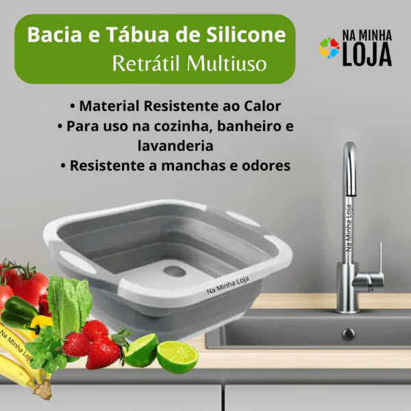 Bacia e Tábua de Silicone Retrátil Multiuso
