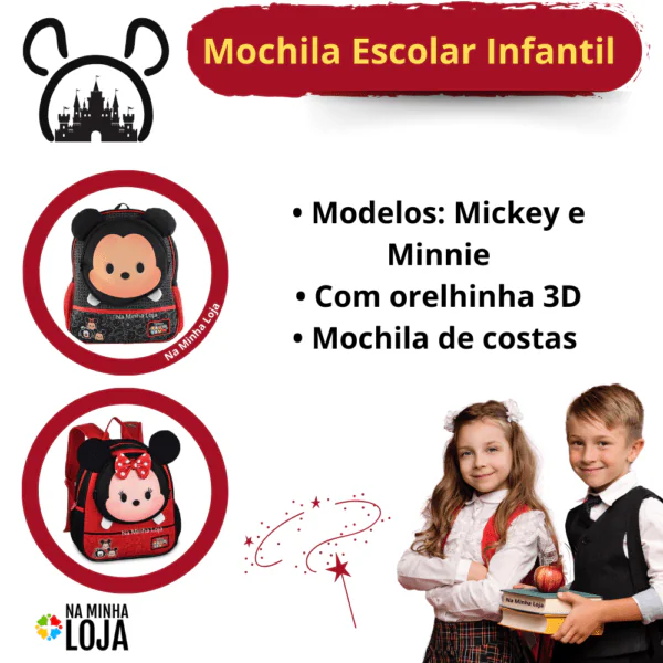 Mochila De Costas Escolar Infantil Mickey