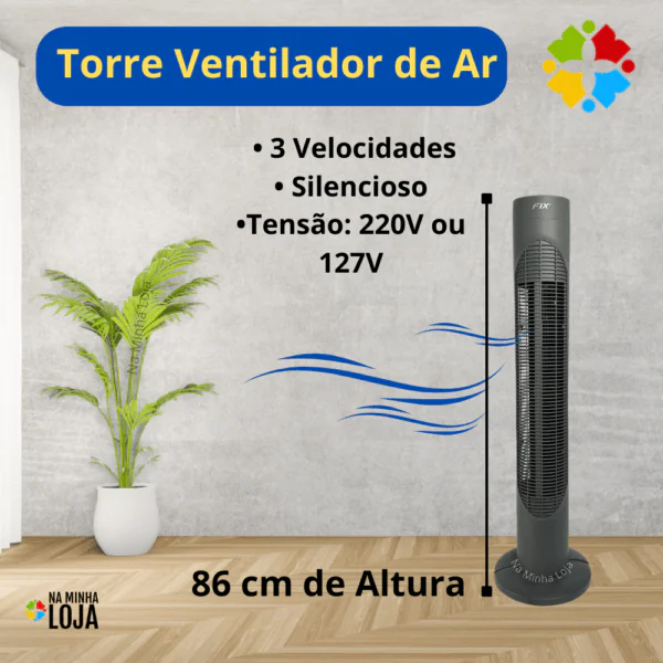 Ventilador de Torre 3 Níveis de Velocidade