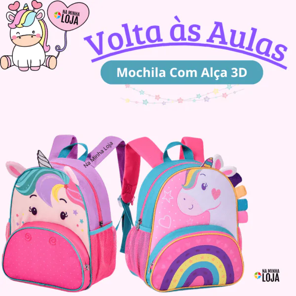 Mochila Infantil Com Alça Unicórnio- Sortida